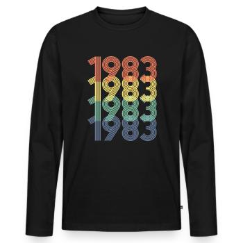 Cool Retro 1983, 40 ans, cadeau de 40e anniversaire - T-shirt manches longues Premium bio Homme - noir - Devant - Nico (187cm)