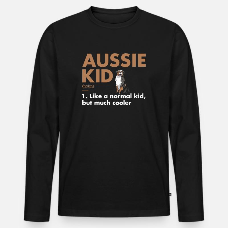 Dog Aussie Kid Definition - Männer Premium Bio Langarmshirt - Schwarz