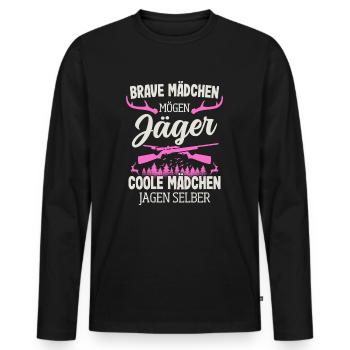 Jäger Mädchen Jagen Selber Hirsch Jagd Jägerin - Männer Premium Bio Langarmshirt - Schwarz - Vorne - Nico (187cm)