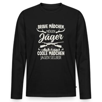 Jäger Mädchen Jagen Selber Hirsch Jagd Jägerin - Männer Premium Bio Langarmshirt - Schwarz - Vorne - Nico (187cm)