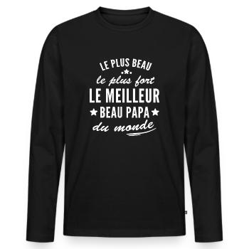 le meilleur beau papa du monde - T-shirt manches longues Premium bio Homme - noir - Devant - Nico (187cm)