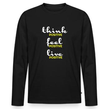 Pensée positive, positive, t-shirts positifs, hoody - T-shirt manches longues Premium bio Homme - noir - Devant - Nico (187cm)