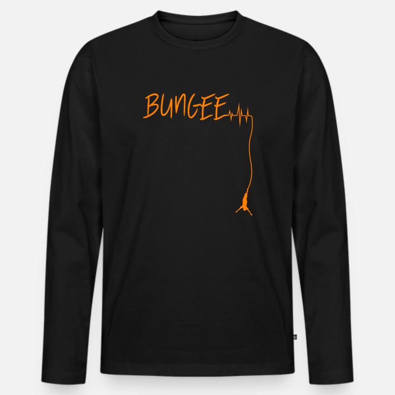Bungee Jumping Herzschlag - Männer Premium Bio Langarmshirt - Schwarz