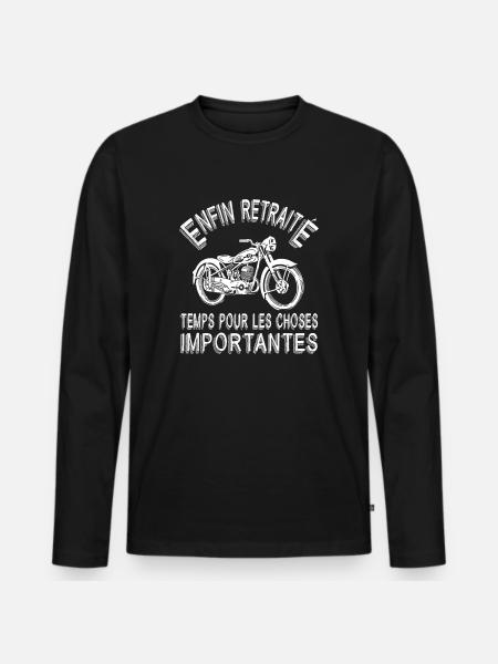 Retraite Motard - Enfin Retraité - T-shirt manches longues Premium bio Homme - noir