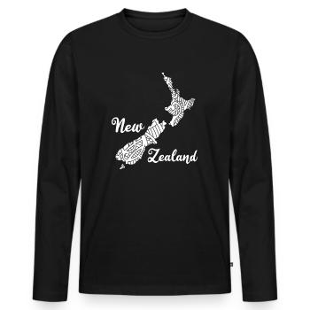 Nouvelle-Zélande Contour Kiwi Aotearoa backpacker 005-001 - T-shirt manches longues Premium bio Homme - noir - Devant - Nico (187cm)