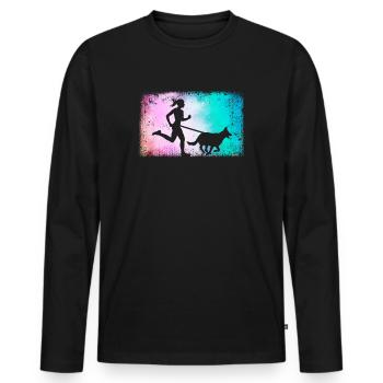 Canicross Runner Cross Country Canicross Filles - T-shirt manches longues Premium bio Homme - noir - Devant - Nico (187cm)
