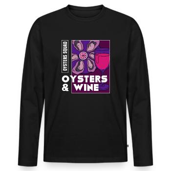 Huîtres et vin Ironic Sayig Seafood Chef - T-shirt manches longues Premium bio Homme - noir - Devant - Nico (187cm)