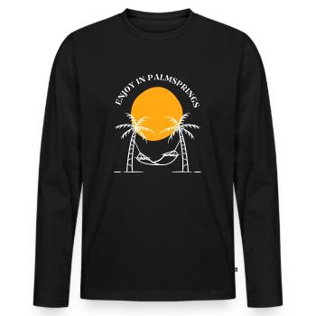 Enjoy in palmsprings - Männer Premium Bio Langarmshirt - Schwarz - Vorne - Nico (187cm)