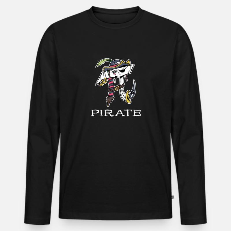 Math Pirate Pi - Männer Premium Bio Langarmshirt - Schwarz