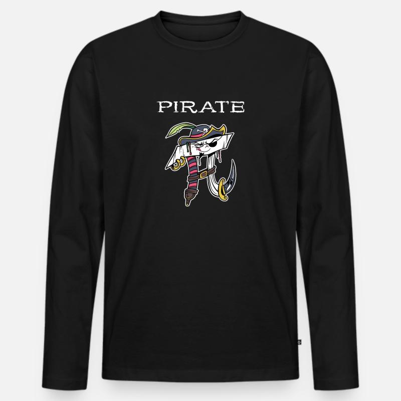 Math Pirate Pi - Männer Premium Bio Langarmshirt - Schwarz