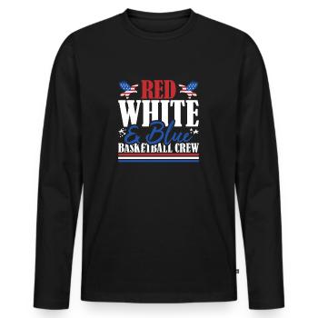 Veteran US Flag Red White & Blue Basketball Crew - Men's Premium Organic Long Sleeve Shirt - black - Front - Nico (187cm)