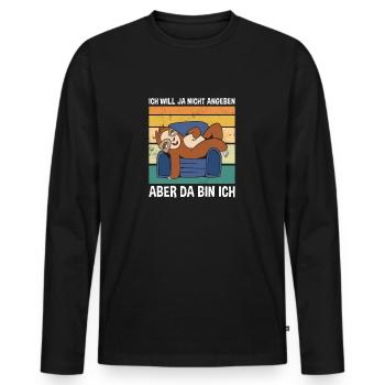 Ich Will Ja Nicht Angeben Aber Da Bin Ich Faultier - Männer Premium Bio Langarmshirt - Schwarz - Vorne - Nico (187cm)