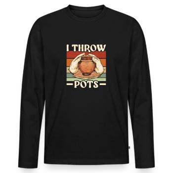 Poterie Je jette pots Céramique - T-shirt manches longues Premium bio Homme - noir - Devant - Nico (187cm)