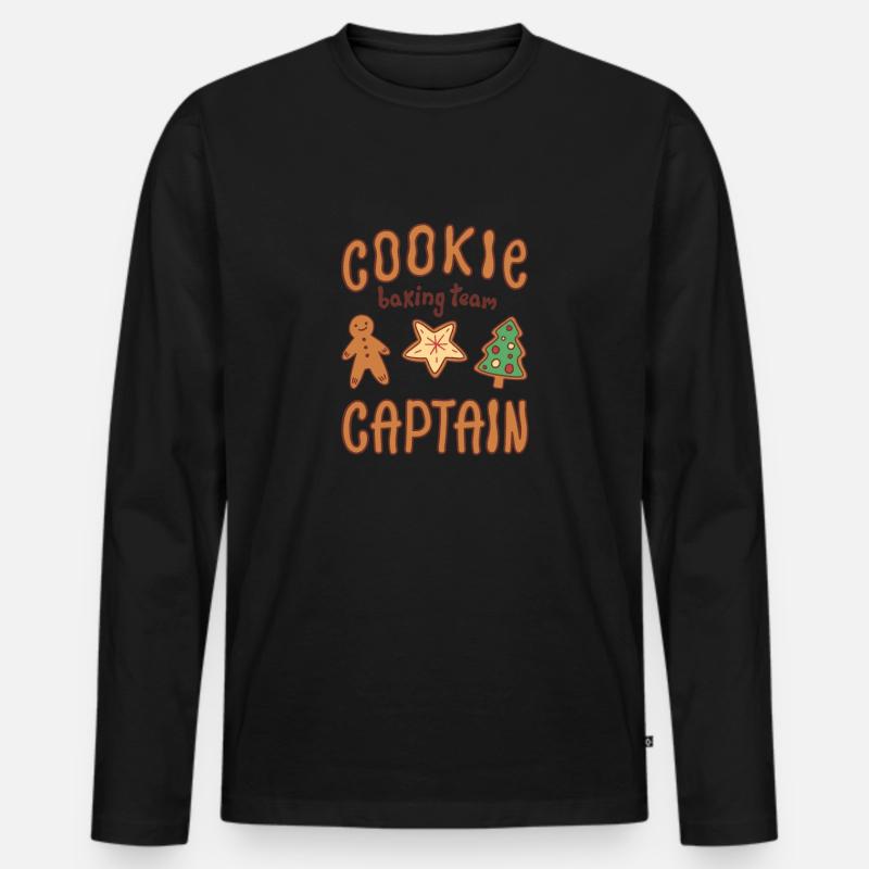 Capitaine de l’équipe de cuisson de biscuits Cookie - T-shirt manches longues Premium bio Homme - noir