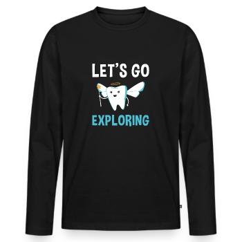 Hygienist Let's Go Exploring Dental Assistant - Männer Premium Bio Langarmshirt - Schwarz - Vorne - Nico (187cm)