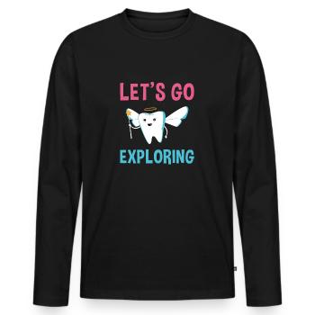 Hygienist Let's Go Exploring Dental Assistant - Männer Premium Bio Langarmshirt - Schwarz - Vorne - Nico (187cm)