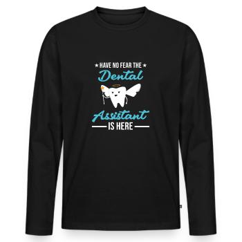 Pas de peur assistant dentaire est ici assistant dentaire - T-shirt manches longues Premium bio Homme - noir - Devant - Nico (187cm)
