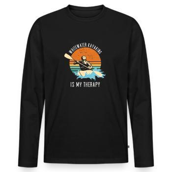 Whitewater Kayaking Is My Therapy - Men's Premium Organic Long Sleeve Shirt - black - Front - Nico (187cm)