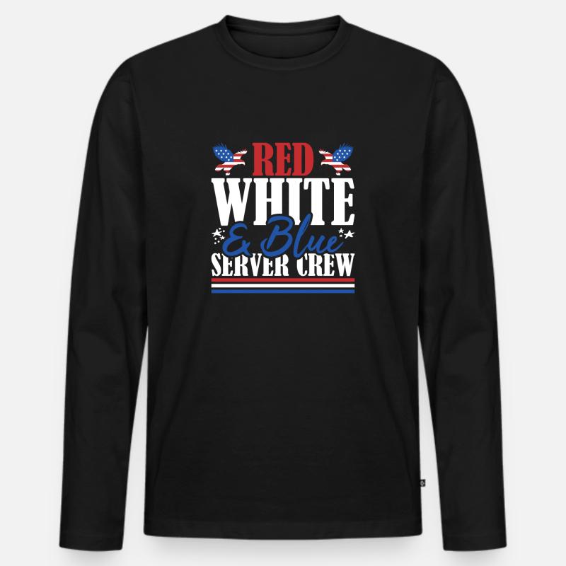 Veteran US Flag Red White & Blue Server Crew - Männer Premium Bio Langarmshirt - Schwarz