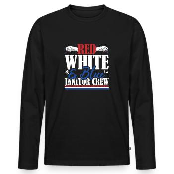Veteran US Flag Red White & Blue Janitor Crew - Men's Premium Organic Long Sleeve Shirt - black - Front - Nico (187cm)