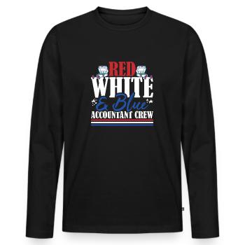 Vétéran du drapeau américain Rouge Blanc & Bleu Équipe comptable - T-shirt manches longues Premium bio Homme - noir - Devant - Nico (187cm)