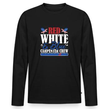 Veteran US Flag Red White & Blue Carpenter Crew - Men's Premium Organic Long Sleeve Shirt - black - Front - Nico (187cm)