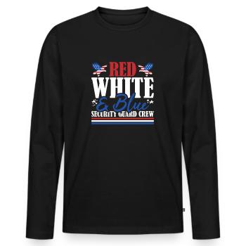 Vétéran US Flag Red White & Blue Garde de sécurité - T-shirt manches longues Premium bio Homme - noir - Devant - Nico (187cm)