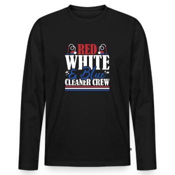 Veteran US Flag Red White & Blue Cleaner Crew - Men's Premium Organic Long Sleeve Shirt - black - Front - Nico (187cm)