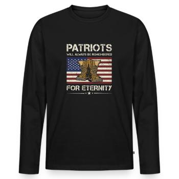 Patriots Will Always Be Remembered Army Veteran - Men's Premium Organic Long Sleeve Shirt - black - Front - Nico (187cm)