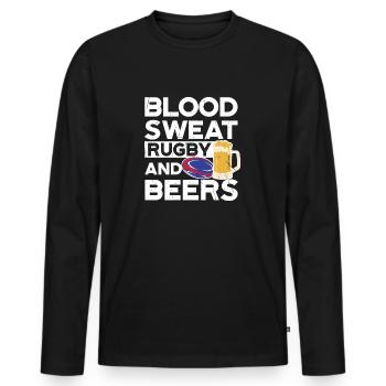 Blood Sweat And Beers France Rugby - Men's Premium Organic Long Sleeve Shirt - black - Front - Nico (187cm)