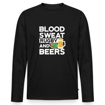Blood Sweat Rugby And Beers Wales Rugby - Men's Premium Organic Long Sleeve Shirt - black - Front - Nico (187cm)