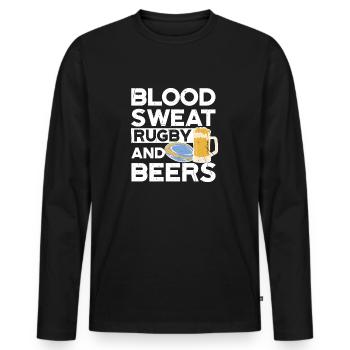 Blood Sweat Rugby et Bières Argentine Rugby - T-shirt manches longues Premium bio Homme - noir - Devant - Nico (187cm)