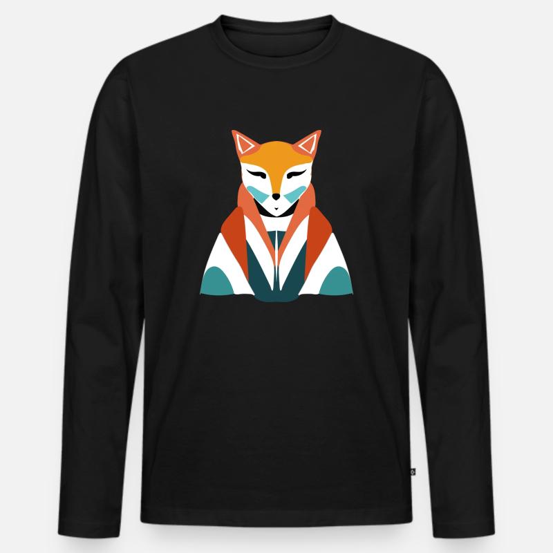 Fuchs - Männer Premium Bio Langarmshirt - Schwarz