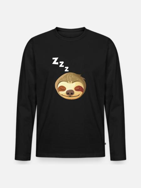 Sleeping Sloth Face - Men's Premium Organic Long Sleeve Shirt - black