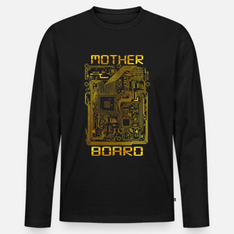 Motherboard Computer Grafik Design - Männer Premium Bio Langarmshirt - Schwarz