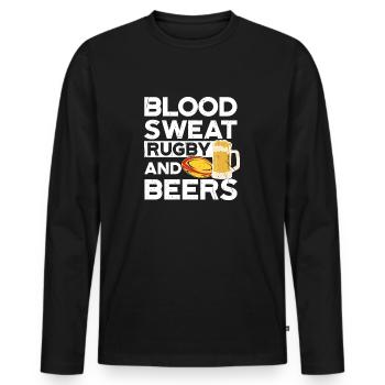Blood Sweat Rugby et bières Allemagne Rugby - T-shirt manches longues Premium bio Homme - noir - Devant - Nico (187cm)