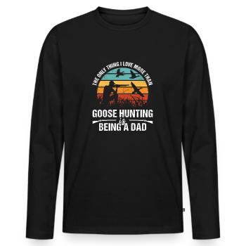 J’aime plus que chasser l’oie, c’est être papa - T-shirt manches longues Premium bio Homme - noir - Devant - Nico (187cm)