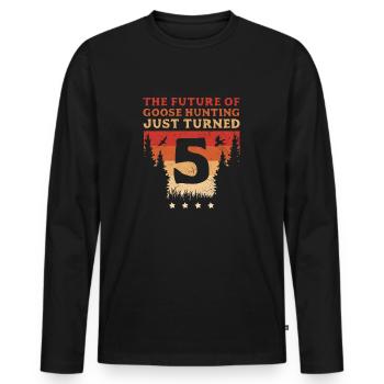 Hunter L’avenir de la chasse à l’oie vient d’avoir 5 ans - T-shirt manches longues Premium bio Homme - noir - Devant - Nico (187cm)