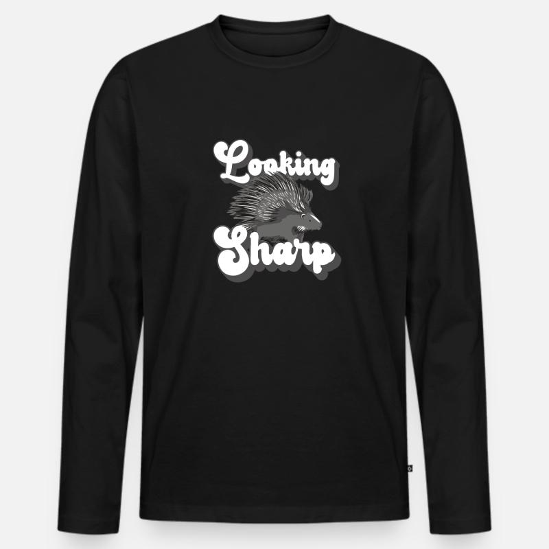 Looking Sharp Porcupine - Männer Premium Bio Langarmshirt - Schwarz