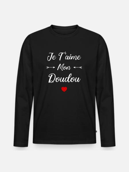 je t'aime mon Doudou - T-shirt manches longues Premium bio Homme - noir