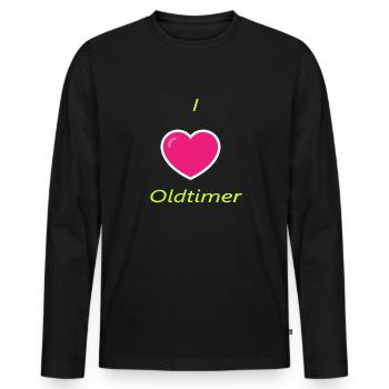 I love Oldtimer - Männer Premium Bio Langarmshirt - Schwarz - Vorne - Nico (187cm)