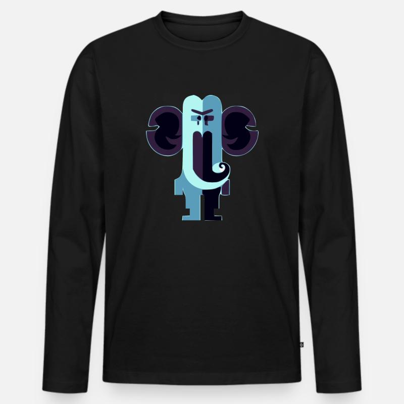 Chachou, der blaue Elefant - Männer Premium Bio Langarmshirt - Schwarz
