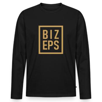 Bizeps - Muskel - Bodybuilding - Bodybuilder - Gym - Männer Premium Bio Langarmshirt - Schwarz - Vorne - Nico (187cm)