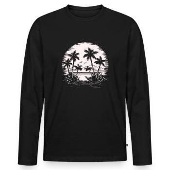 Vintage Palms Retro Summer Sunset - T-shirt manches longues Premium bio Homme - noir - Devant - Nico (187cm)