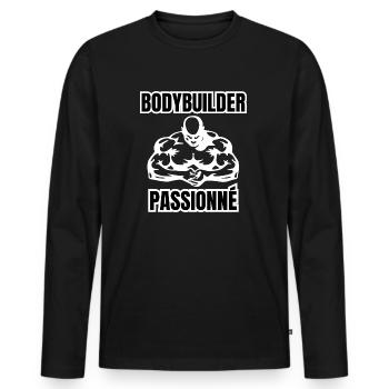 bodybuilder passionné - T-shirt manches longues Premium bio Homme - noir - Devant - Nico (187cm)