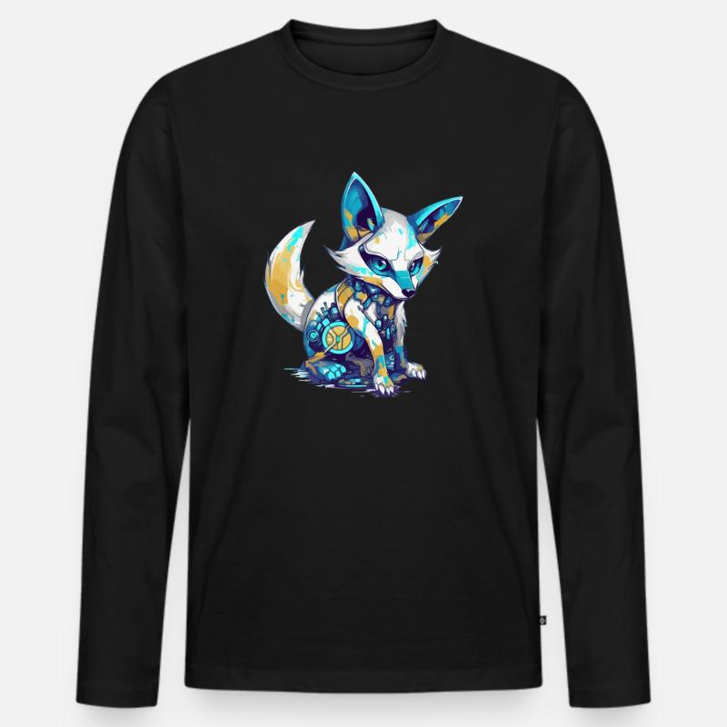 Ecko, der bionische Fuchs - Männer Premium Bio Langarmshirt - Schwarz