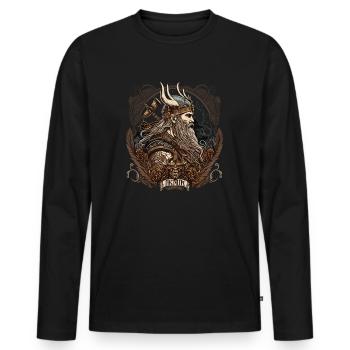 Vikings Odin Valhalla - Norse Mythology - Men's Premium Organic Long Sleeve Shirt - black - Front - Nico (187cm)