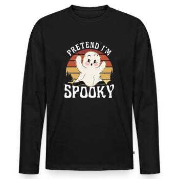 Costume d’Halloween fantôme groovy mignon, faire semblant que je suis - T-shirt manches longues Premium bio Homme - noir - Devant - Nico (187cm)
