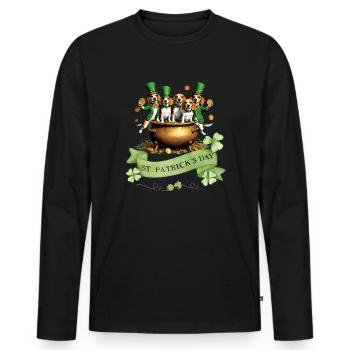 Fête de la Saint-Patrick Beagle I Célébration irlandaise - T-shirt manches longues Premium bio Homme - noir - Devant - Nico (187cm)