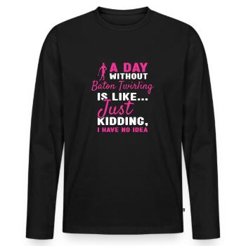 Baton Twirler Une journée sans bâton Twirling - T-shirt manches longues Premium bio Homme - noir - Devant - Nico (187cm)
